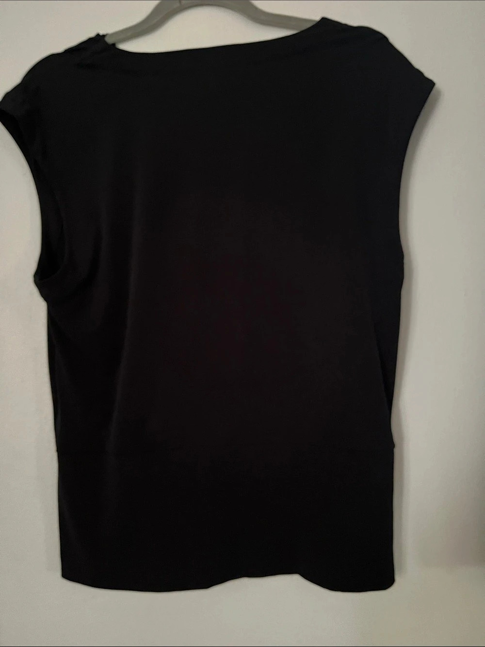 Ellen Tracy Sleeveless Faux Wrap Top Black Blouse Size XL